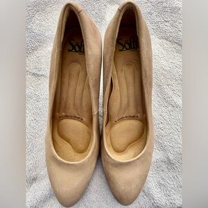Sofft Tan Suede Pointed-Toe Pumps